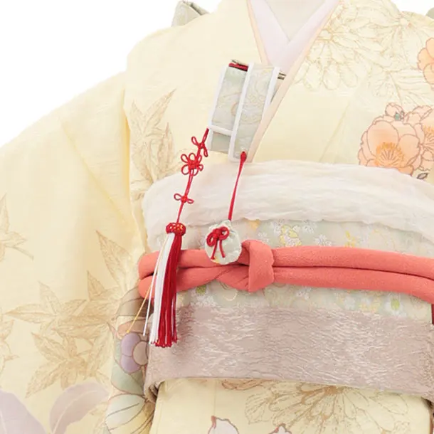 七五三(7歳結び帯)Y803 ペールイエロー 花づくし