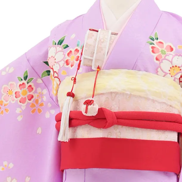 七五三(7歳結び帯)Y827 パープルぼかし 桜鞠