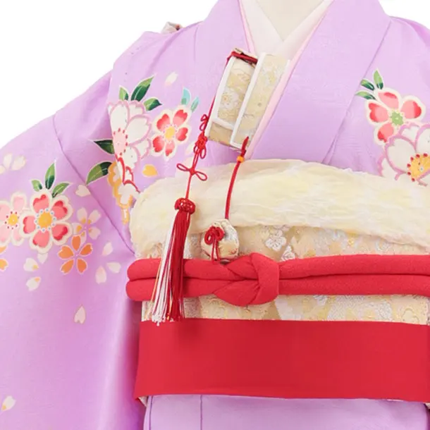 七五三(7歳結び帯)Y828 パープルぼかし 桜鞠