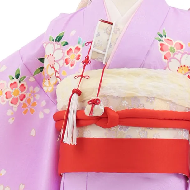 七五三(7歳結び帯)Y829 パープルぼかし 桜鞠