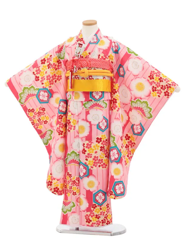 七五三(7歳結び帯)Y849 ピンク 桜