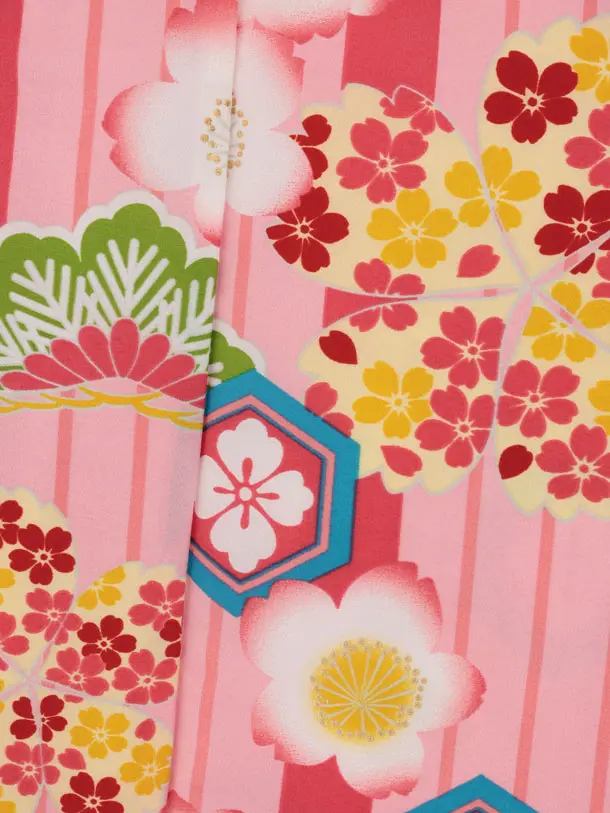 七五三(7歳結び帯)Y849 ピンク 桜