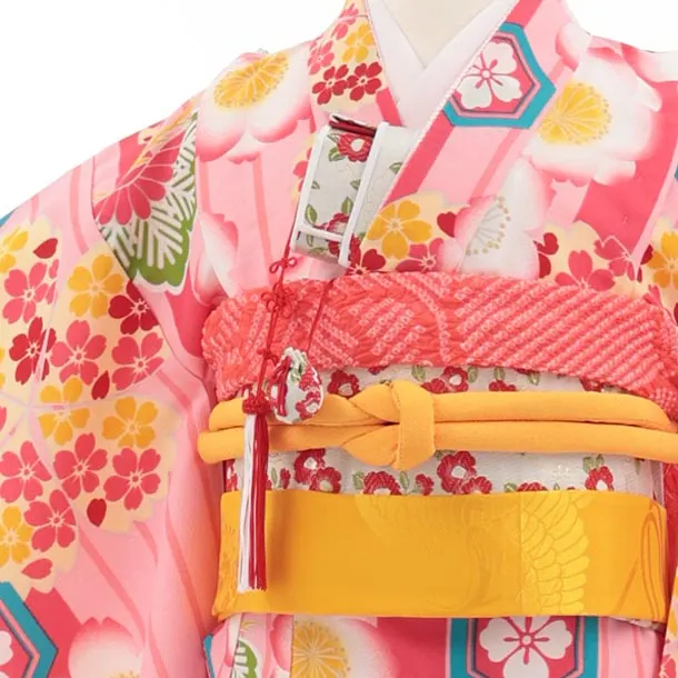 七五三(7歳結び帯)Y849 ピンク 桜