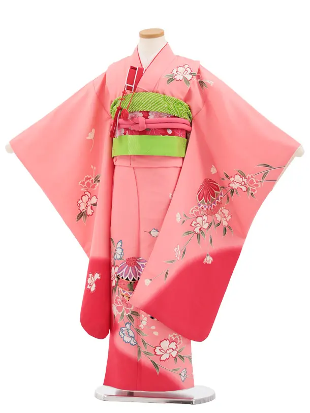 七五三(7歳結び帯)Y876 ピンクぼかし まり花