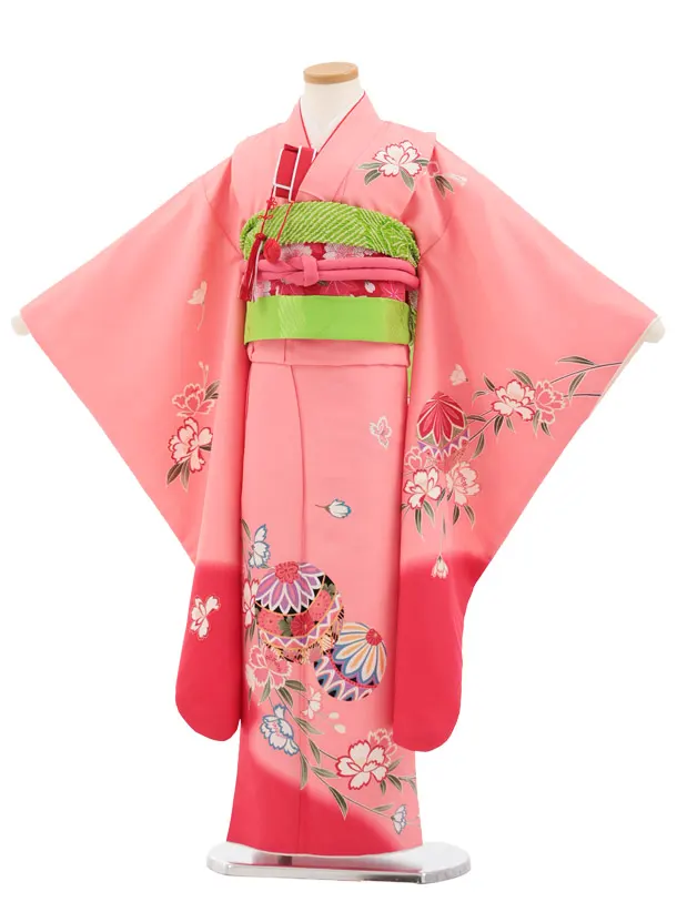 七五三(7歳結び帯)Y876 ピンクぼかし まり花