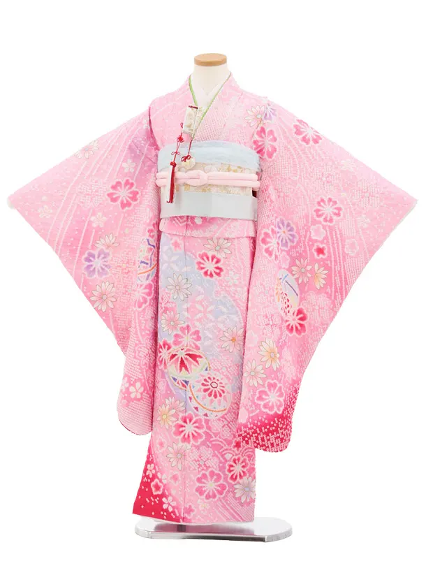 七五三(7歳結び帯)Y886 ピンクぼかし まり桜