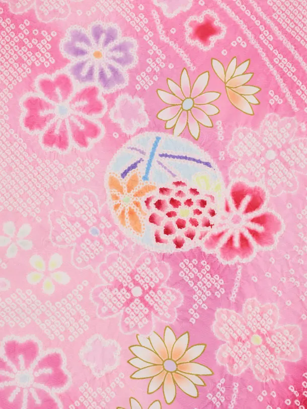 七五三(7歳結び帯)Y886 ピンクぼかし まり桜