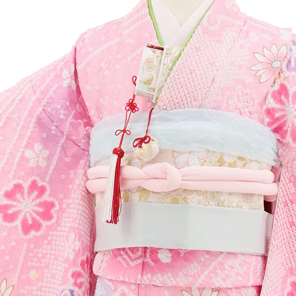 七五三(7歳結び帯)Y886 ピンクぼかし まり桜