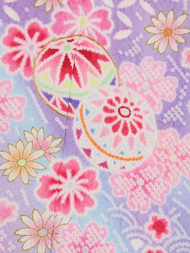 七五三(7歳結び帯)Y887 パープルぼかし まり桜