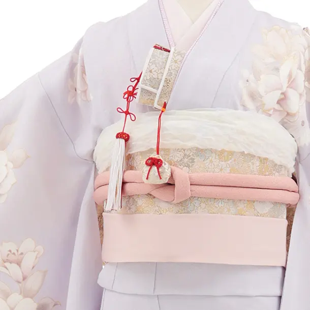 七五三(7歳結び帯)Y891 ペールパープル 花づくし