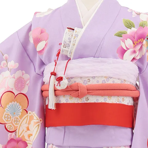 七五三(7歳結び帯)Y900 パープルぼかし ねじり梅花づくし