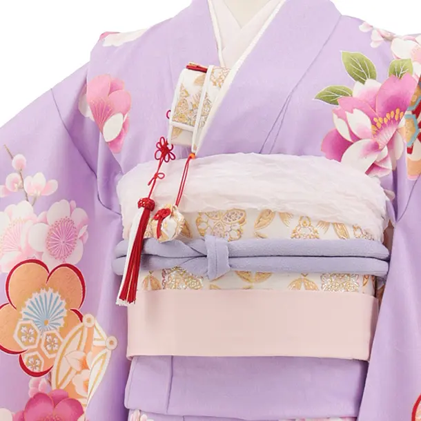 七五三(7歳結び帯)Y901 パープルぼかし ねじり梅花づくし