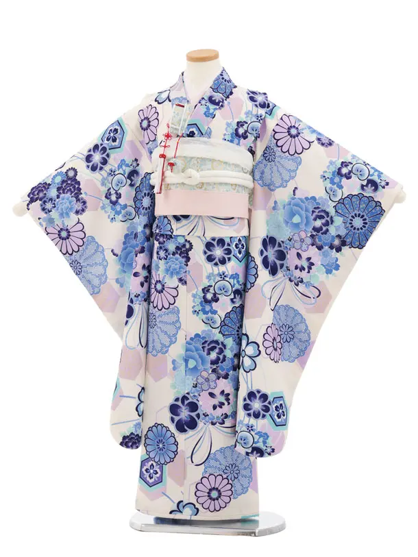 七五三(7歳結び帯)Y939 アイボリー 薬玉 菊
