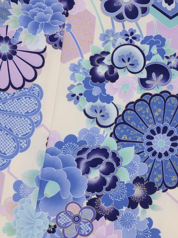 七五三(7歳結び帯)Y939 アイボリー 薬玉 菊