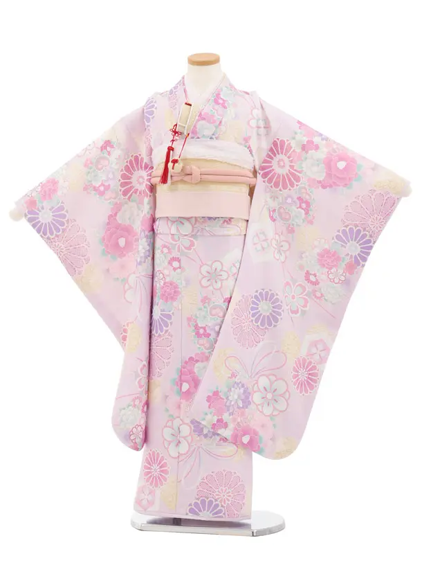 七五三(7歳結び帯)Y941 パープルピンク 薬玉 菊