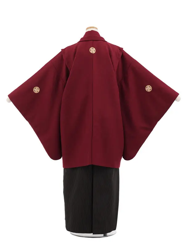 かんたん着付 小学生 卒業式 袴 男児 Z223ｴﾝｼﾞ色紋付×ﾀﾞｰｸｸﾞ