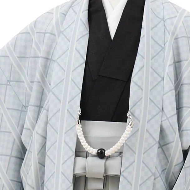 かんたん着付小学生 卒業式 袴 男児Z692 グレー幾何学×グレー