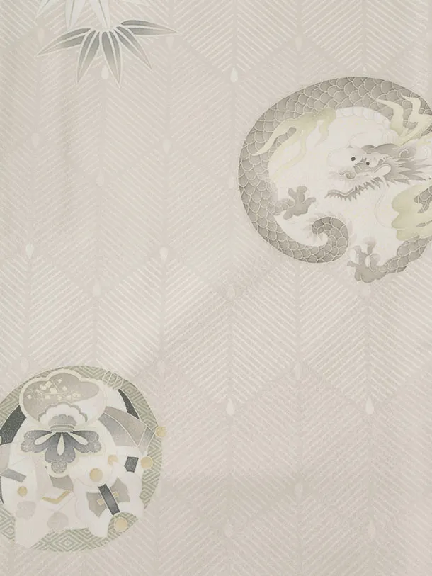 かんたん着付小学生男児袴ﾚﾝﾀﾙZ730 ベージュ丸紋龍×黒