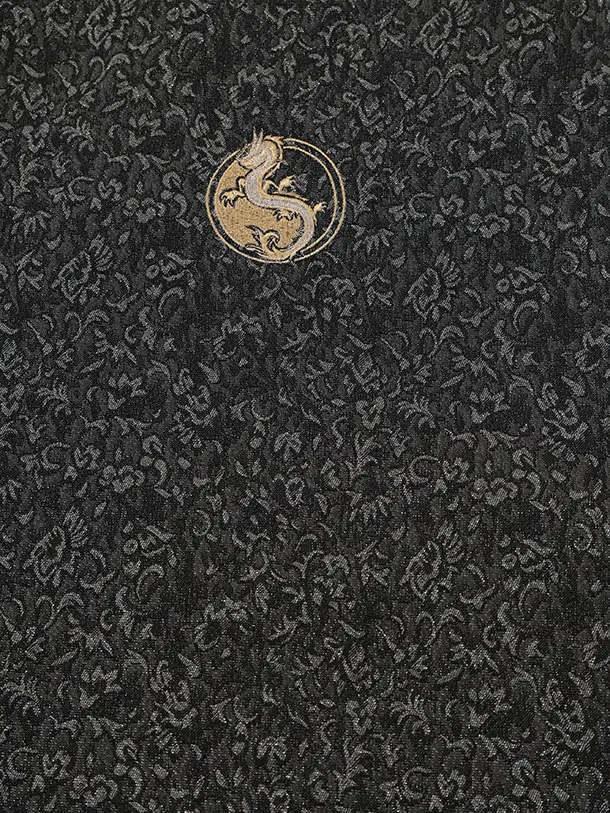 かんたん着付小学生男児袴ﾚﾝﾀﾙZ735 黒地ラメしゃれ紋×黒ストライプ