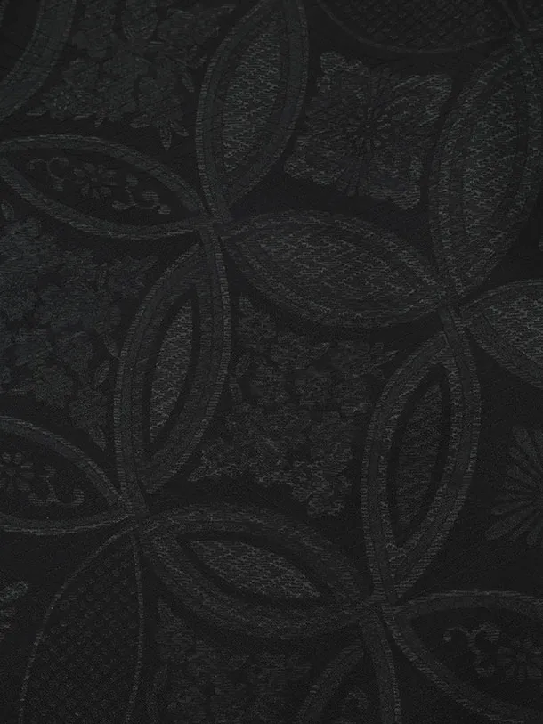 かんたん着付小学生男児袴ﾚﾝﾀﾙZ738 黒地七宝×グレーシルバー縞