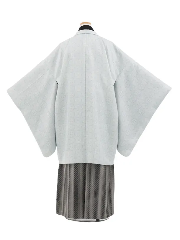 かんたん着付小学生男児袴ﾚﾝﾀﾙZ742 グレー花菱×グレーストライプ