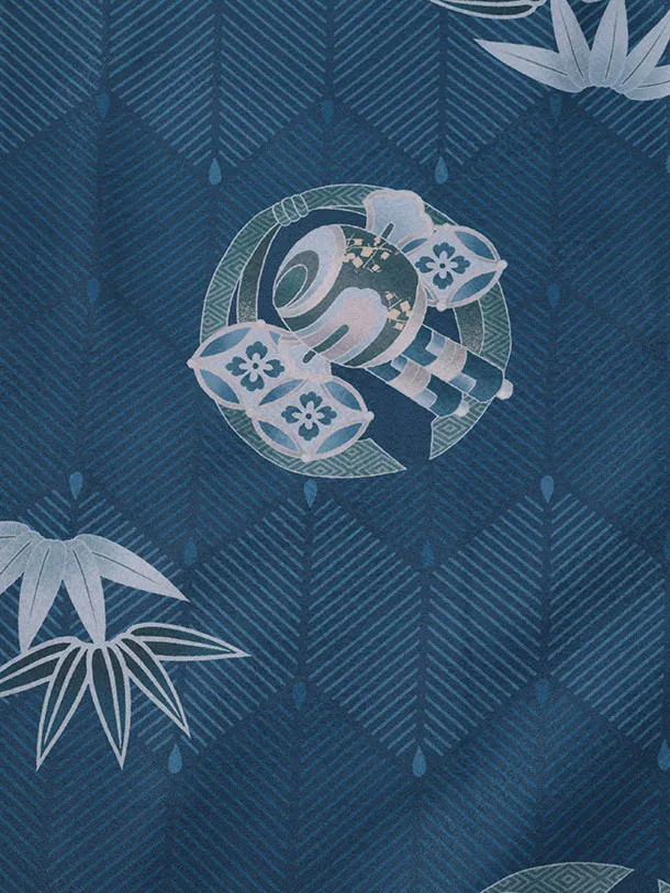 かんたん着付小学生男児袴ﾚﾝﾀﾙZ753  薄紺丸紋龍×モカブラウン