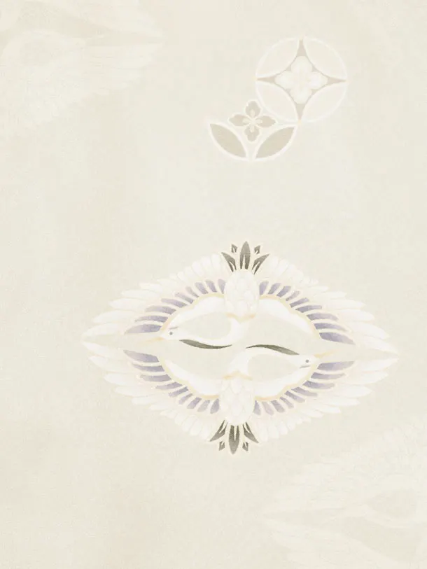 かんたん着付小学生男児袴ﾚﾝﾀﾙZ758  ベージュ向鶴×茶