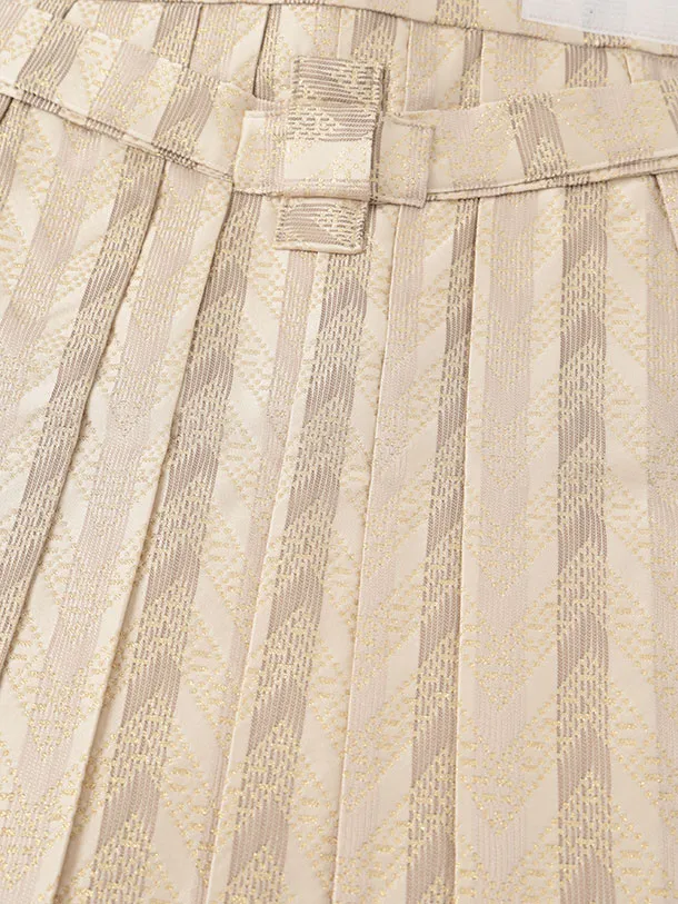 かんたん着付小学生男児袴ﾚﾝﾀﾙZ759  濃紫七宝×ベージュストライプ