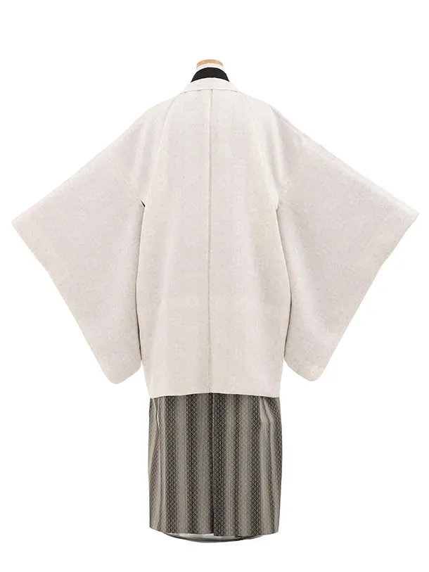 かんたん着付小学生男児袴ﾚﾝﾀﾙZ761  ベージュ花菱×ベージュストライプ