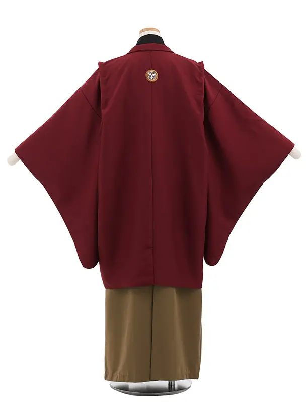 小学生男児袴ﾚﾝﾀﾙZ765 小町Kids エンジ紋付×モカブラウン