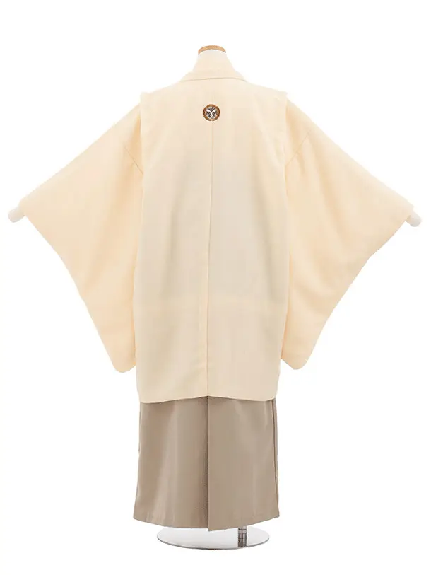 小学生男児袴ﾚﾝﾀﾙZ766 小町Kids クリーム紋付×モカベージュ