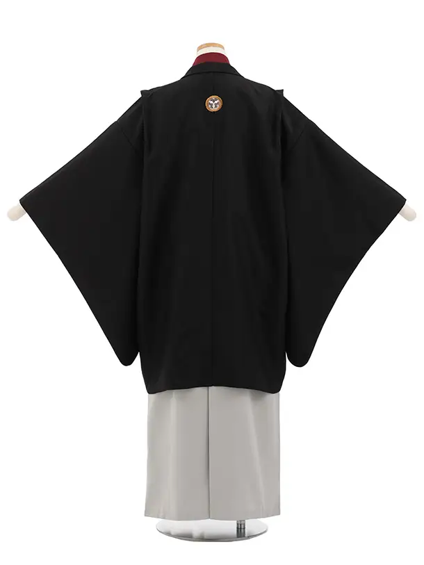 小学生男児袴ﾚﾝﾀﾙZ769 小町Kids 黒紋付×グレー