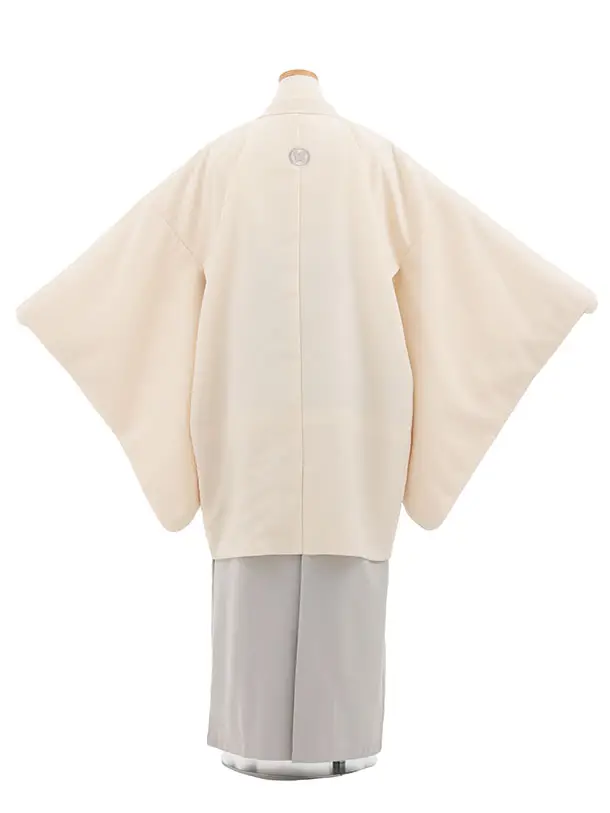 かんたん着付小学生男児袴ﾚﾝﾀﾙZ782 クリーム紋付×グレー