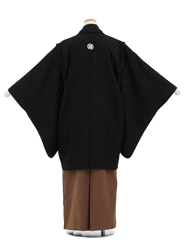 かんたん着付小学生男児袴ﾚﾝﾀﾙZ792 黒紋付×ブラウン