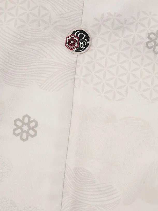 かんたん着付小学生男児袴ﾚﾝﾀﾙZ802 うすベージュ雲取りしゃれ紋×ベージュ