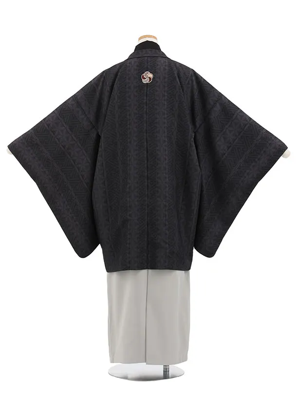 小学生男児袴ﾚﾝﾀﾙZ886 小町Kids ブラウン紗綾形しゃれ紋×グレー