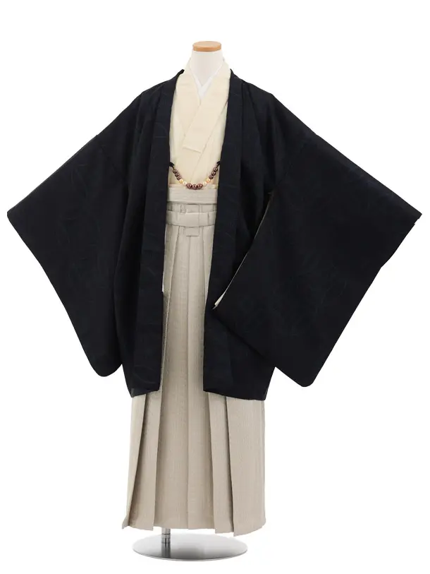 かんたん着付小学生男児袴ﾚﾝﾀﾙZ896 濃紺七宝×ベージュ