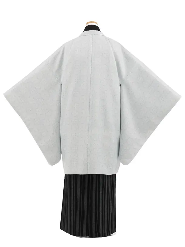 かんたん着付小学生男児袴ﾚﾝﾀﾙZ901 グレー花菱×黒ストライプ