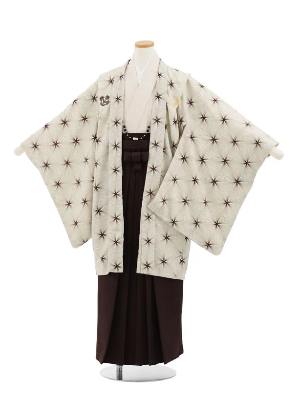 かんたん着付Z913 JAPANSTYLE ﾍﾞｰｼﾞｭ麻の葉しゃれ紋×茶