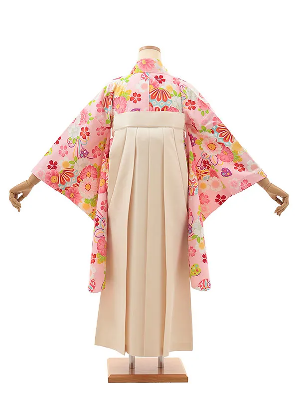 小学生卒業式略式袴(女の子) Z622 ピンク 鞠花×クリーム桜