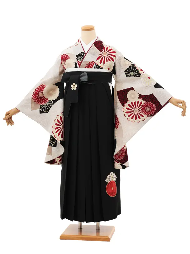 小学生卒業式袴(女の子)Z660 JAPAN STYLE ベージュ菊×黒