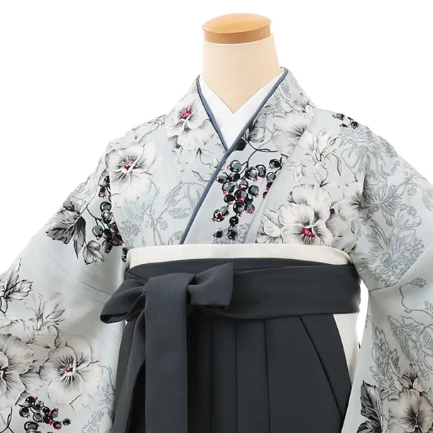 小学生卒業式袴(女の子) Z680 JILLSTUART ペールブルー花×グレー
