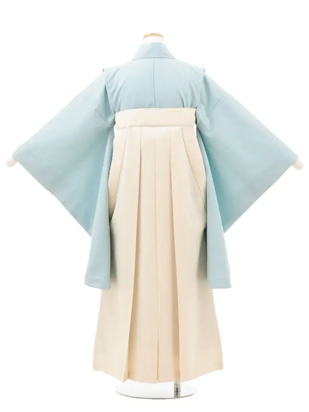 小学生卒業式略式袴(女の子) Z712 水色グレンチェック×クリーム桜