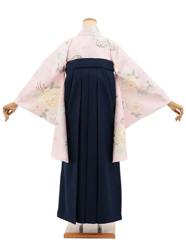 小学生卒業式かんたん袴(女の子) Z850 ピンクブーケ×紺