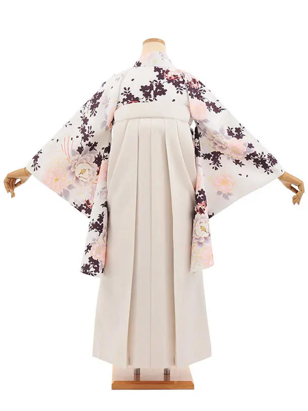 小学生卒業式かんたん袴(女の子) Z859 アイボリーブーケ×アイボリー