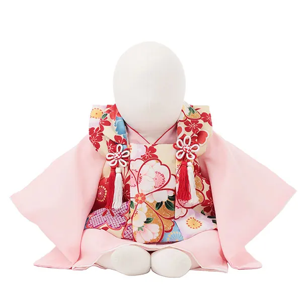女児【100日～１歳用】0174 ベージュ桜 x うすピンク/セパレート