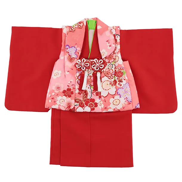 女児【100日～１歳用】0175 ピンク桜 x 赤/セパレート