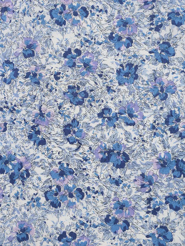 女児【100日～１歳用】0177 ベージュレース x 青花柄/セパレート