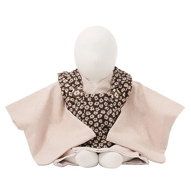 女児【100日～１歳用】0178 ブラウン小花 x ベージュ/セパレート