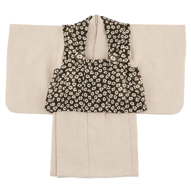 女児【100日～１歳用】0178 ブラウン小花 x ベージュ/セパレート